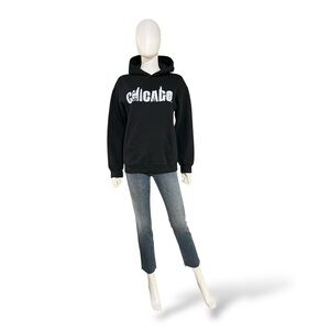 Gildan Black Chicago Print Hoodie, Medium